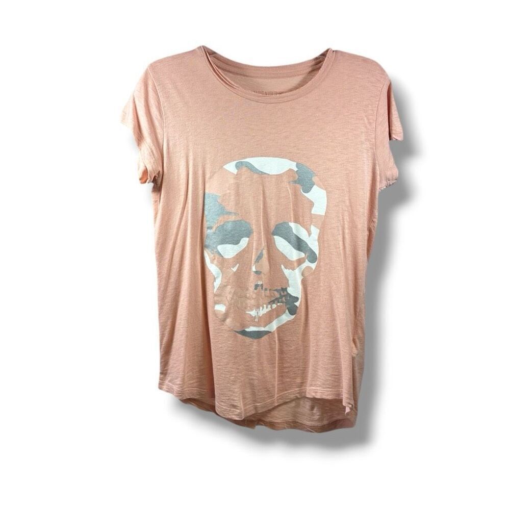 Zadig & Voltaire Skinny Skull Camo Print in Peach Size L